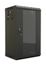Hyperline Шкаф настенный 10'', 9U, 499,5х390х300, уст. размер 254 мм, со стеклянной дверью, открывающиеся стенки, возможность установки вентилятора, цвет черный (RAL 9004) (собранный)