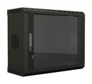 Hyperline Шкаф настенный 19-дюймовый (19"), 6U, 367х600х250, со стеклянной дверью, несъемные боковые панели, цвет черный (RAL 9004) (собранный)