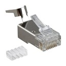 Hyperline Разъем RJ-45(8P8C) под витую пару, категория 6/6A (50 µ"/ 50 микродюймов), экранированный, универсальный (для одножильного и многожильного кабеля), для толстых жил 1.35-1.5 мм (с оболочкой), со вставкой, (10 шт)