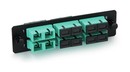 Hyperline Панель для FO-19BX с 12 LC адаптерами, 12 волокон, многомод OM3/OM4, 120x32 мм, адаптеры цвета аква (aqua)