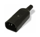 Hyperline Разъем IEC 60320 C14 220В 10A на кабель (плоские выступающие штыревые контакты в пластиковом обрамлении), прямой