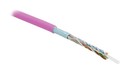 Hyperline (305 м) Кабель витая пара, экранированная F/UTP, категория 5e, 4 пары (24 AWG), одножильный (solid), экран - фольга, PVC, –20°C – +75°C, розовый - гарантия: 15 лет компонентная, 25 лет системная